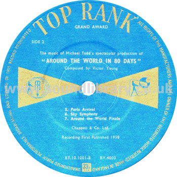 Victor Young Around The World In 80 Days UK Issue 10" LP Top Rank RV 4000 Label Image