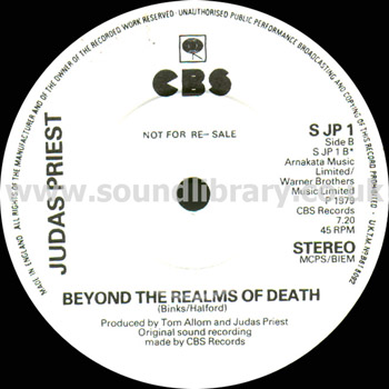 Judas Priest Rock Forever, Hell Bent For Leather UK Issue Promo 7" CBS S JP 1 Label Image
