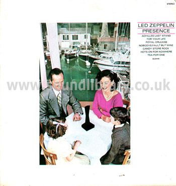 Led Zeppelin Presence Philippines Issue LP Swan Song SS 8416 Front Sleeve Image