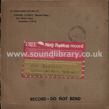Billy Cotton and His Band Let's Go Fly A Kite UK Issue 7" Summer County DIS 1 Mailing Envelope