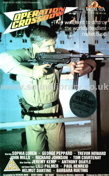 Operation Crossbow Sophia Loren George Peppard VHS PAL Video MGM/UA UMV 10254 Front Inlay Sleeve