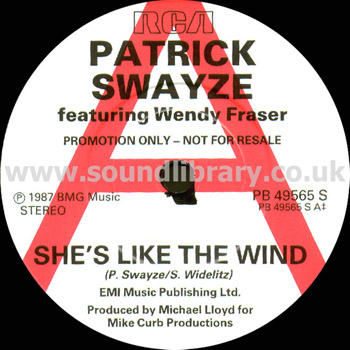 She's Like The Wind Promotion Only - Not For Resale 7" Label Image