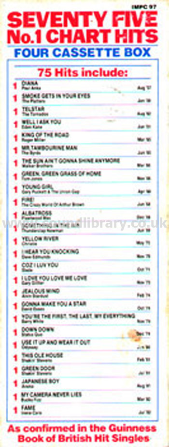 Seventy Five Number 1 Chart Hits 4MC Box Set Pickwick IMPC 97 Front Box Image