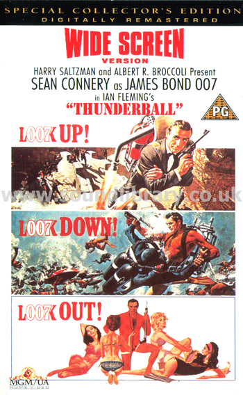 Thunderball Sean Connery Luciana Paluzzi VHS Video MGM/UA Home Video PES 51404 Front Inlay Sleeve